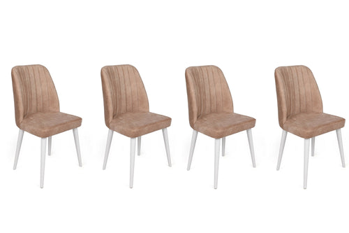 Set di 4 sedie da pranzo in velluto Alfa 493-V4 Cappuccino