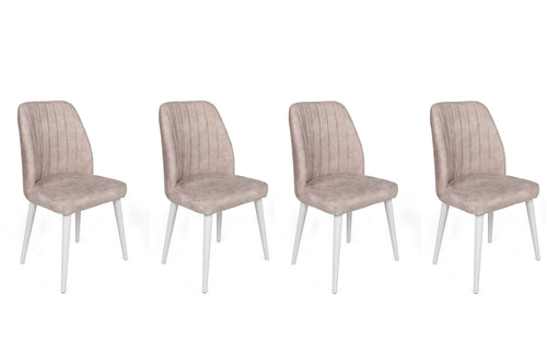 Set di 4 sedie da pranzo in velluto Alfa 495-V4 Crema