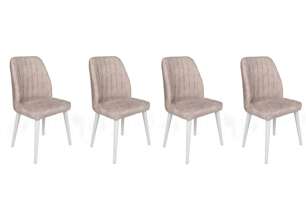Set di 4 sedie da pranzo in velluto Alfa 495-V4 Crema