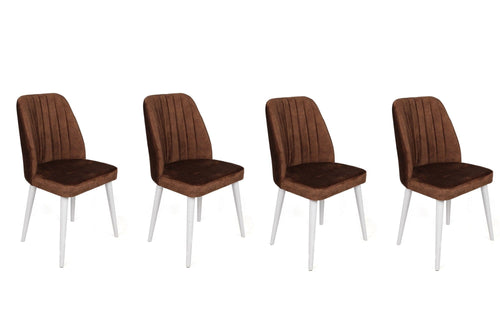 Set di 4 sedie da pranzo in velluto Alfa 496-V4 Marrone