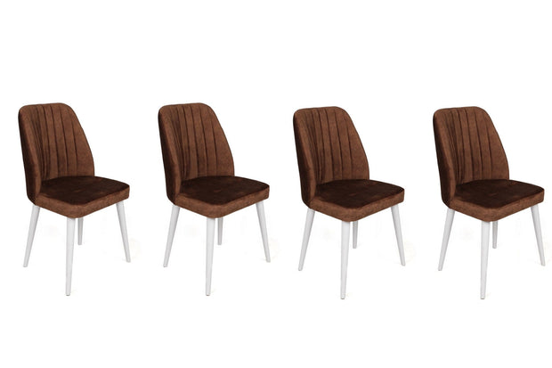 Set di 4 sedie da pranzo in velluto Alfa 496-V4 Marrone