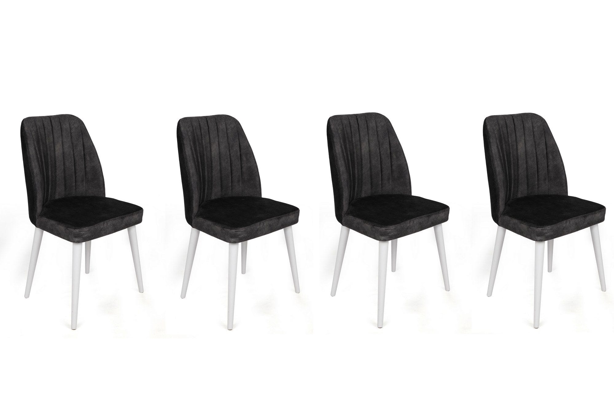 Set di 4 sedie da pranzo in velluto Alfa 497-V4 Antracite
