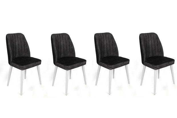 Set di 4 sedie da pranzo in velluto Alfa 497-V4 Antracite