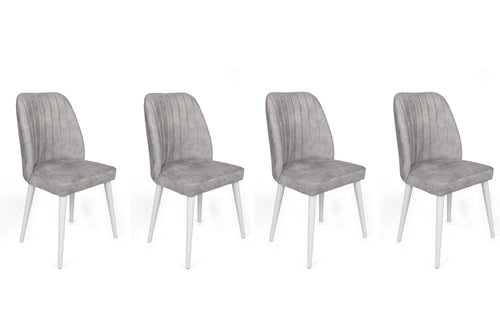 Set di 4 sedie da pranzo in velluto Alfa 498-V4 Grigio