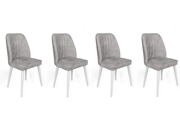Set di 4 sedie da pranzo in velluto Alfa 498-V4 Grigio