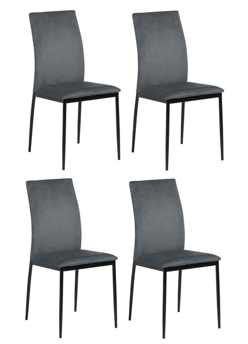 Set di 4 sedie da pranzo in velluto Demina Grigio