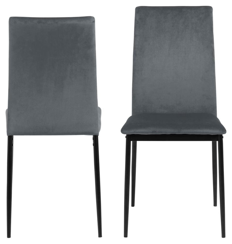 Set di 4 sedie da pranzo in velluto Demina Grigio (3)