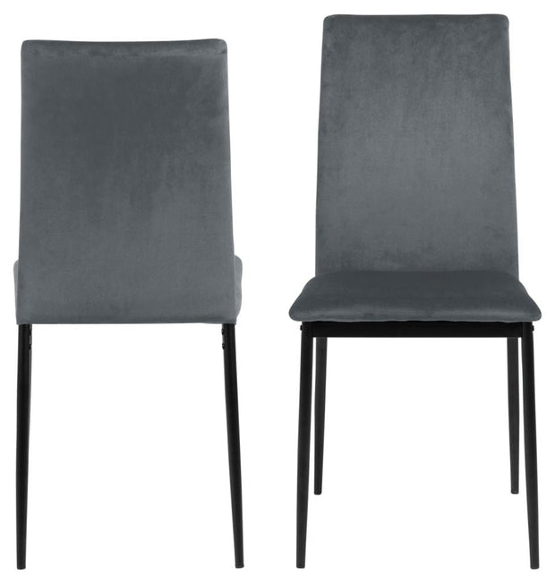 Set di 4 sedie da pranzo in velluto Demina Grigio (3)