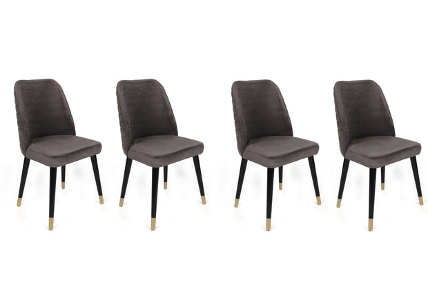 Set di 4 sedie da pranzo in velluto Hugo 361-V4 Antracite