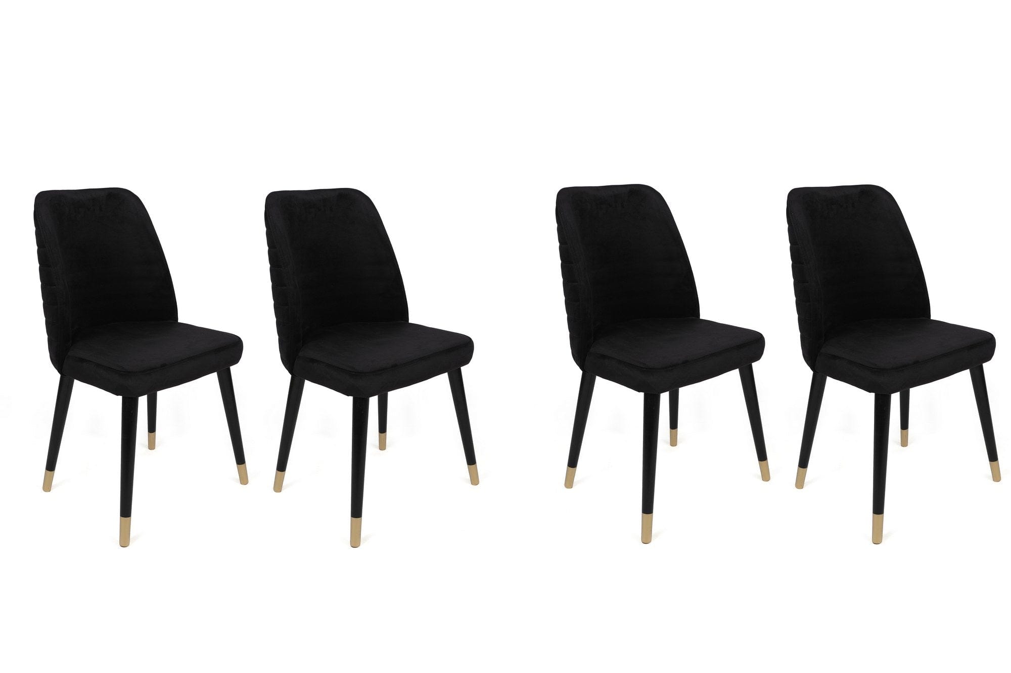 Set di 4 sedie da pranzo in velluto Hugo 366-V4 Nero