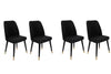 Set di 4 sedie da pranzo in velluto Hugo 366-V4 Nero