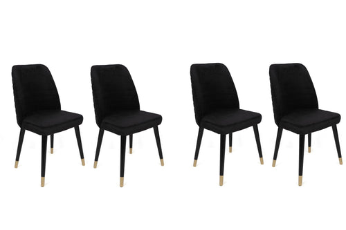 Set di 4 sedie da pranzo in velluto Hugo 366-V4 Nero