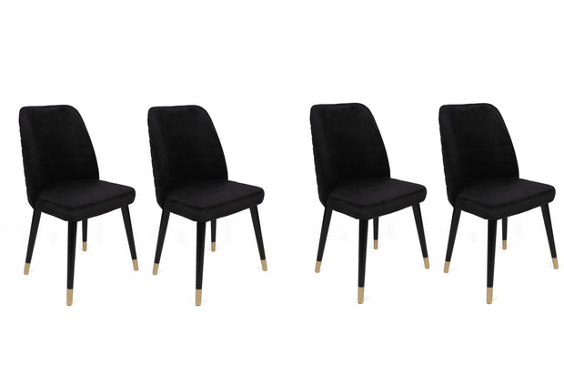 Set di 4 sedie da pranzo in velluto Hugo 366-V4 Nero
