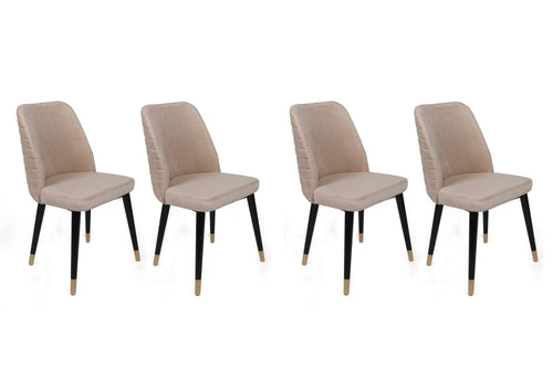 Set di 4 sedie da pranzo in velluto Hugo 367-V4 Crema