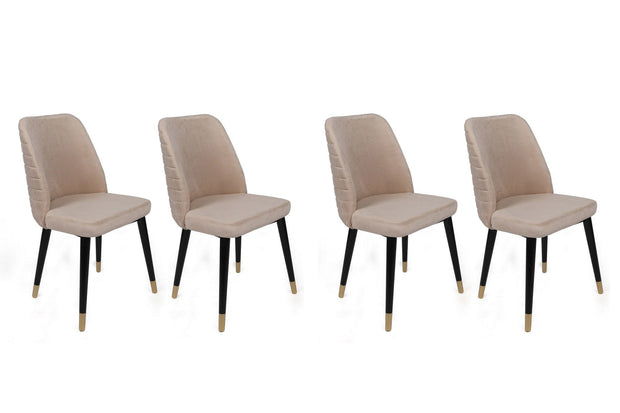 Set di 4 sedie da pranzo in velluto Hugo 367-V4 Crema