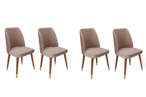 Set di 4 sedie da pranzo in velluto Hugo 384-V4 Beige