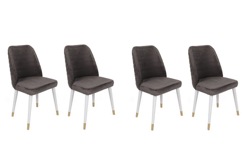 Set di 4 sedie da pranzo in velluto Hugo 401-V4 Antracite