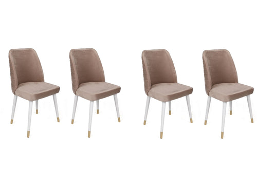 Set di 4 sedie da pranzo in velluto Hugo 404-V4 Beige
