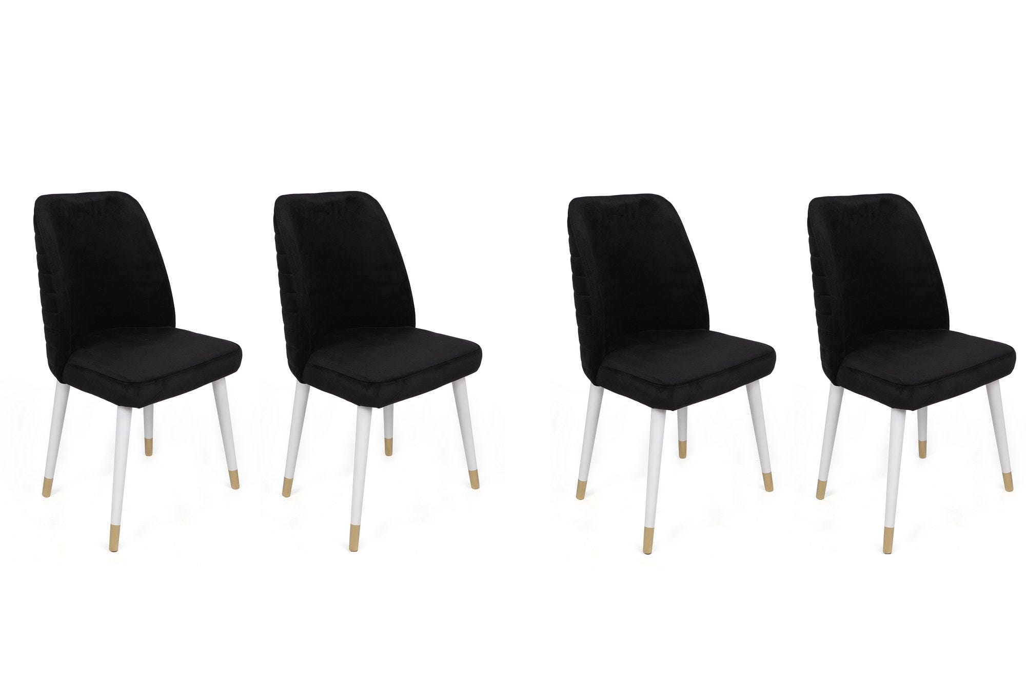 Set di 4 sedie da pranzo in velluto Hugo 406-V4 Nero