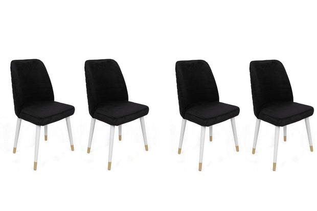 Set di 4 sedie da pranzo in velluto Hugo 406-V4 Nero