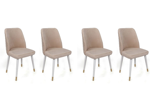Set di 4 sedie da pranzo in velluto Hugo 407-V4 Crema