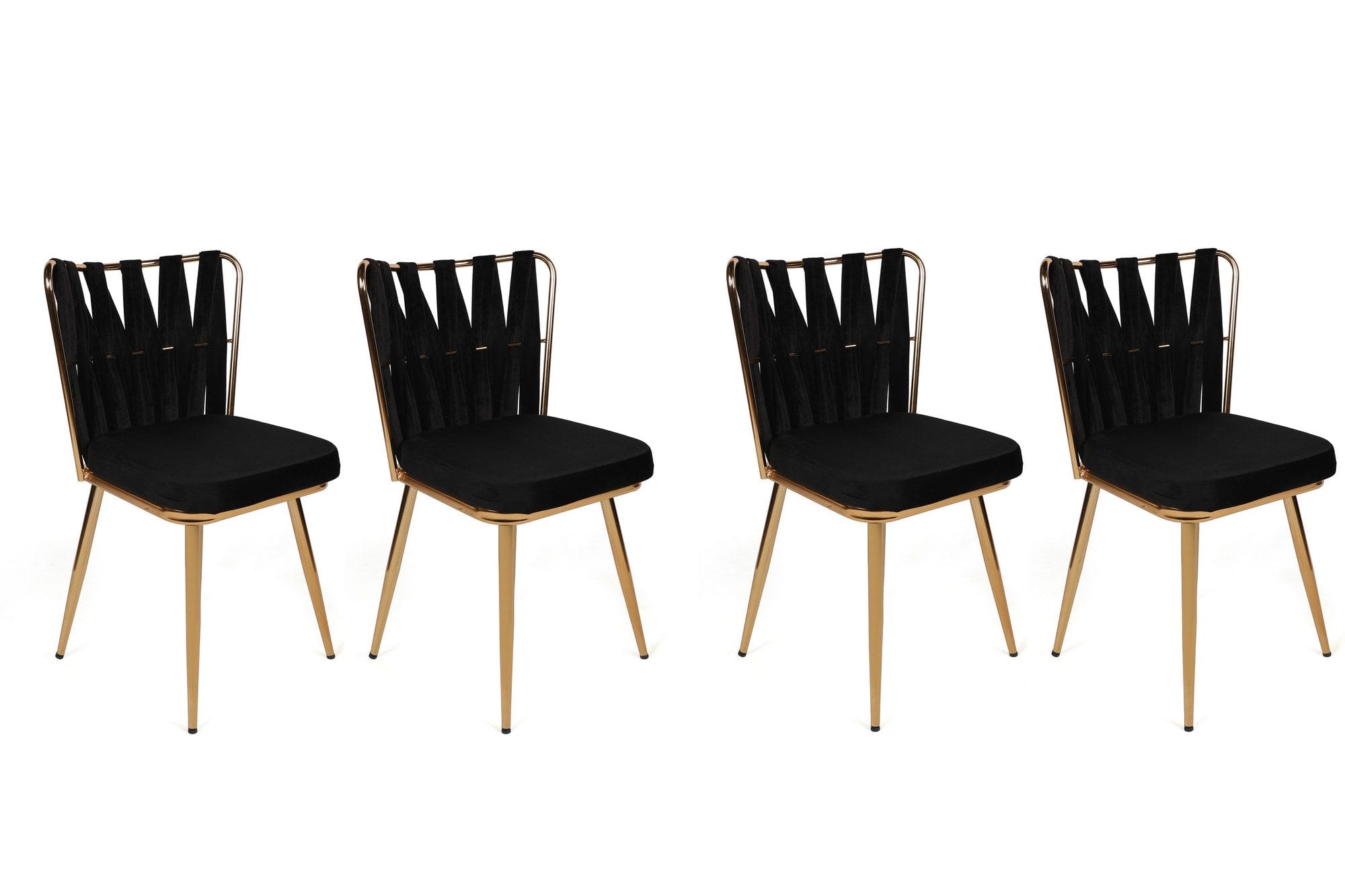 Set di 4 sedie da pranzo in velluto Kuşaklı-211 V4 Nero