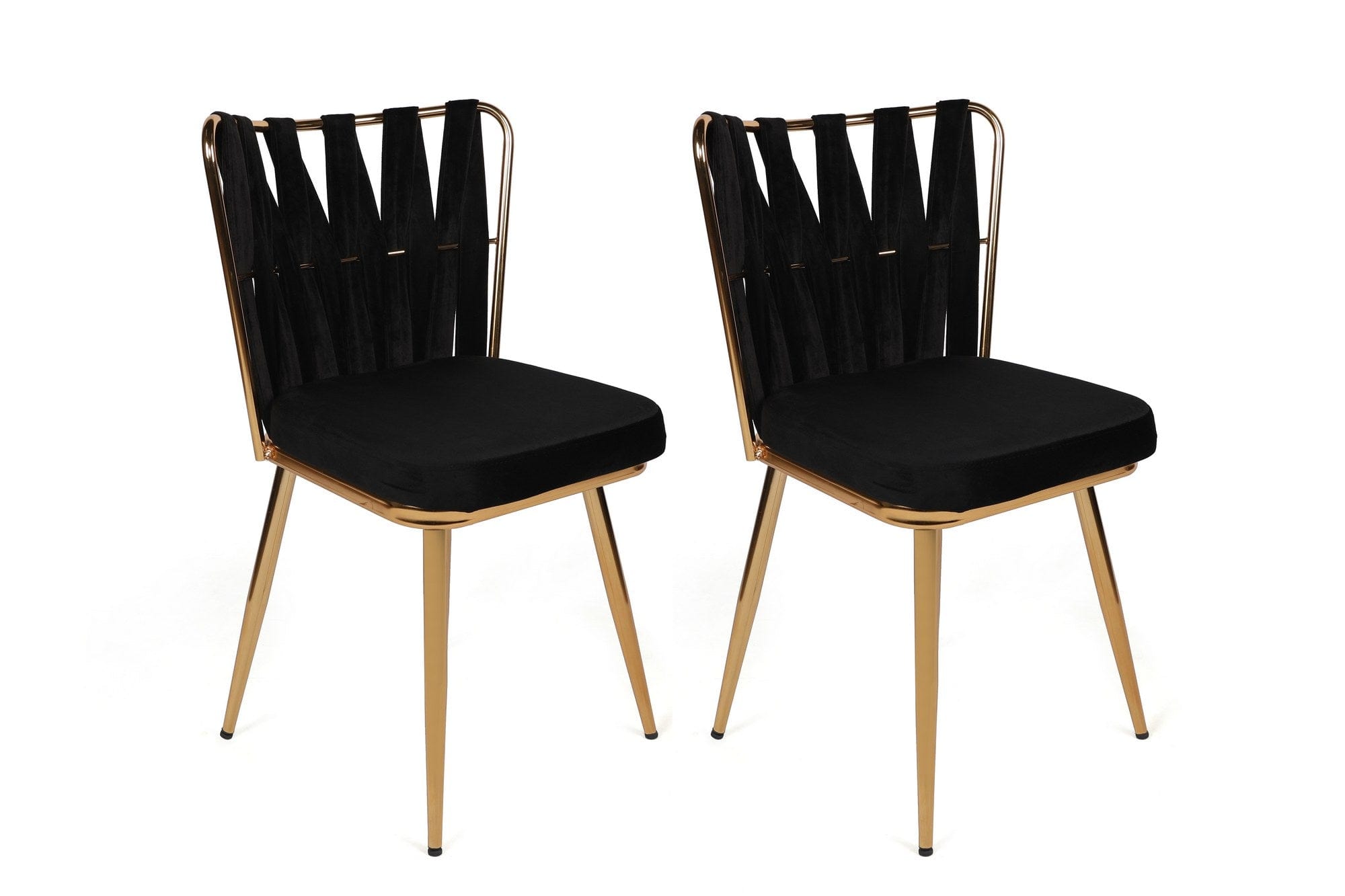 Set di 4 sedie da pranzo in velluto Kuşaklı-211 V4 Nero (1)