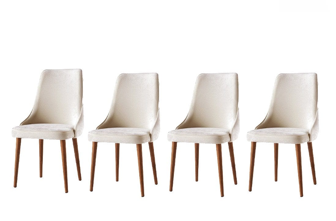 Set di 4 sedie da pranzo in velluto Seyhan 1 Crema