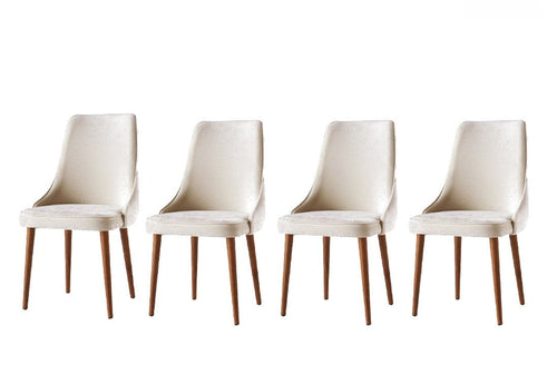 Set di 4 sedie da pranzo in velluto Seyhan 1 Crema