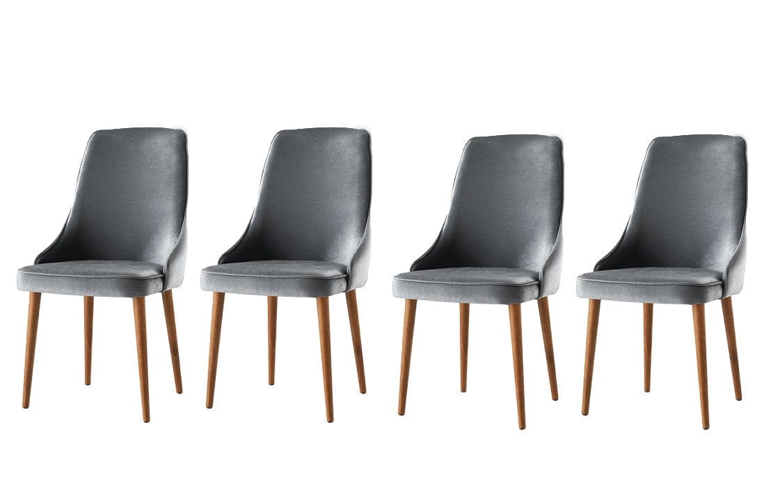 Set di 4 sedie da pranzo in velluto Seyhan 1 Grigio