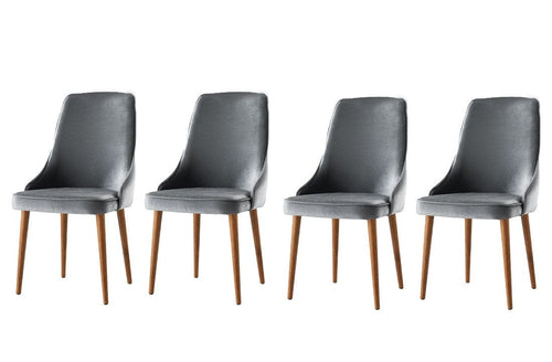 Set di 4 sedie da pranzo in velluto Seyhan 1 Grigio