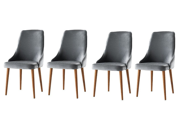 Set di 4 sedie da pranzo in velluto Seyhan 1 Grigio