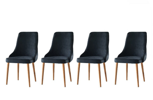 Set di 4 sedie da pranzo in velluto Seyhan 1 Nero