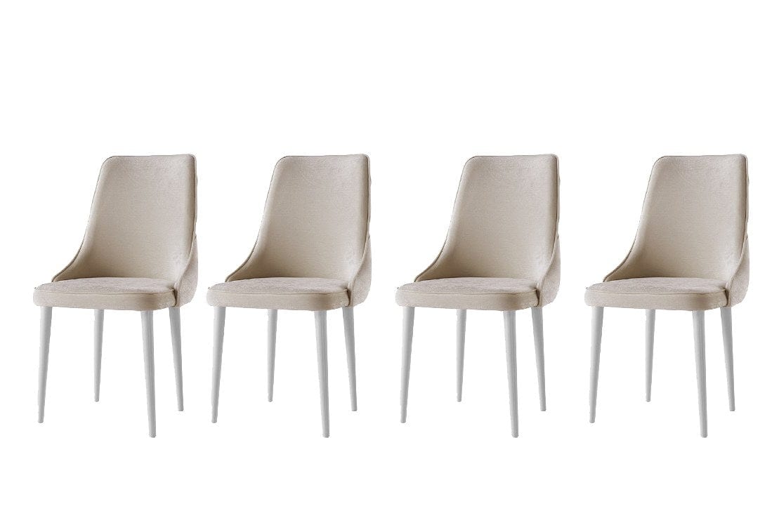 Set di 4 sedie da pranzo in velluto Seyhan 2 Crema