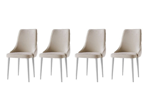 Set di 4 sedie da pranzo in velluto Seyhan 2 Crema