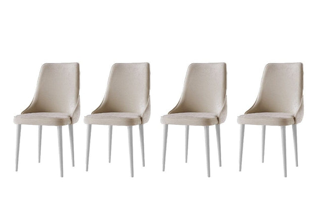 Set di 4 sedie da pranzo in velluto Seyhan 2 Crema