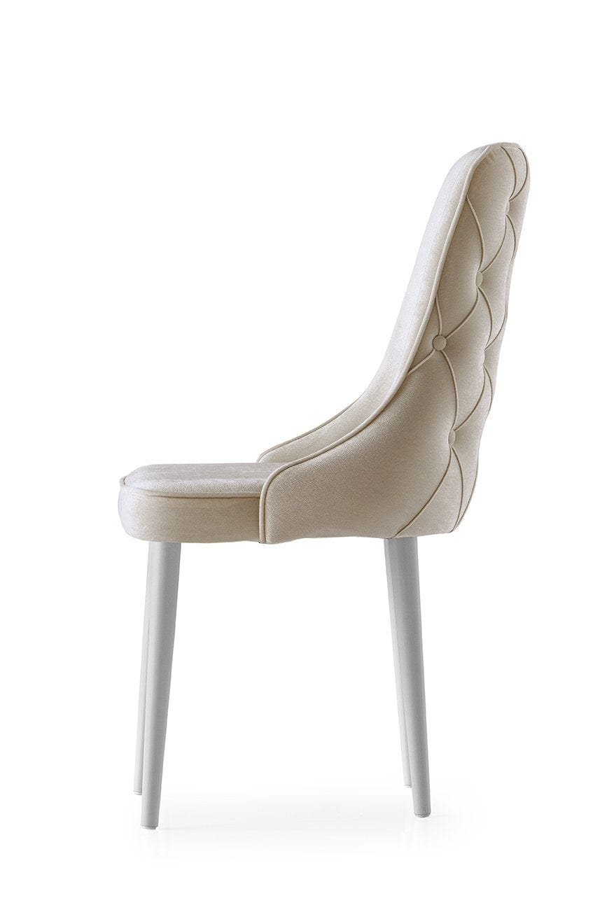 Set di 4 sedie da pranzo in velluto Seyhan 2 Crema (2)