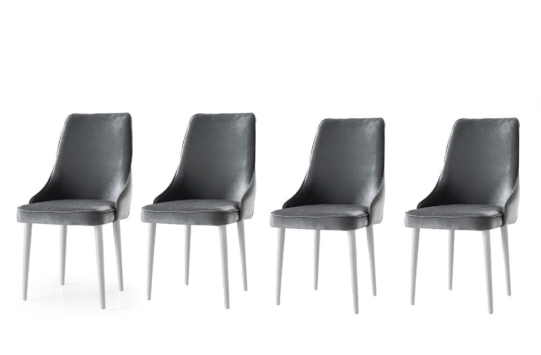 Set di 4 sedie da pranzo in velluto Seyhan 2 Grigio