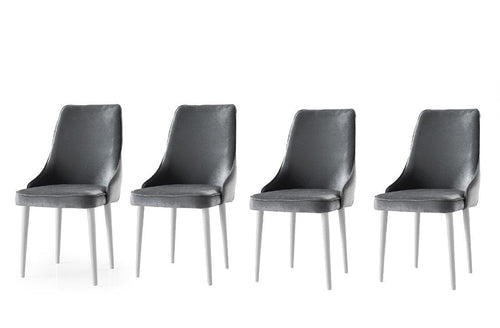 Set di 4 sedie da pranzo in velluto Seyhan 2 Grigio