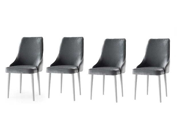 Set di 4 sedie da pranzo in velluto Seyhan 2 Grigio