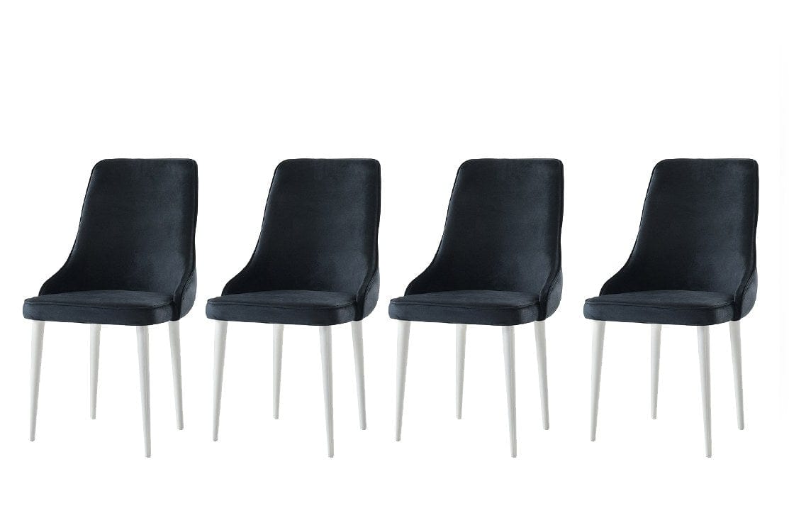 Set di 4 sedie da pranzo in velluto Seyhan 2 Nero