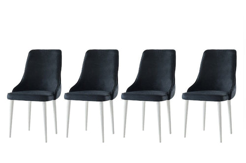 Set di 4 sedie da pranzo in velluto Seyhan 2 Nero