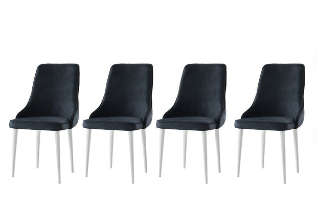 Set di 4 sedie da pranzo in velluto Seyhan 2 Nero