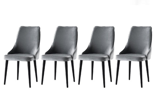 Set di 4 sedie da pranzo in velluto Seyhan 3 Grigio