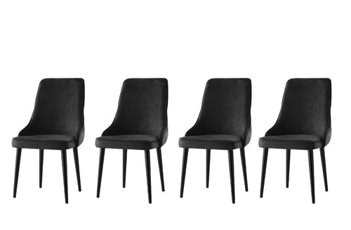 Set di 4 sedie da pranzo in velluto Seyhan 3 Nero