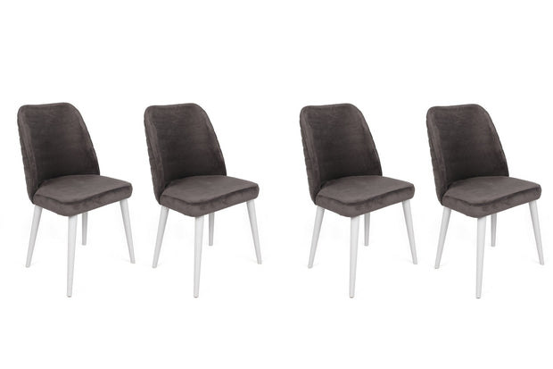 Set di 4 sedie da pranzo in velluto Tutku 321-V4 Antracite