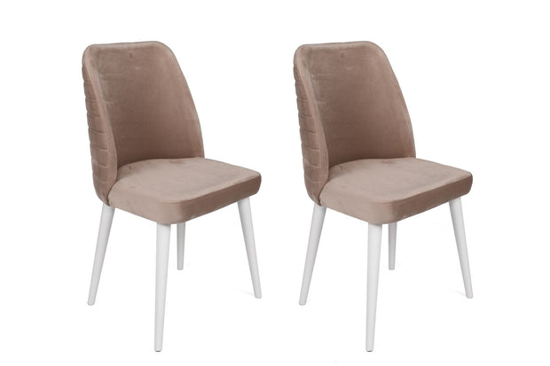 Set di 4 sedie da pranzo in velluto Tutku 324-V4 Beige (2)