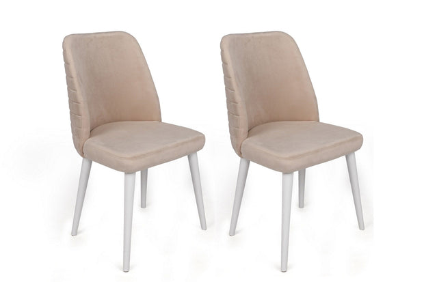 Set di 4 sedie da pranzo in velluto Tutku 326-V4 Crema (3)