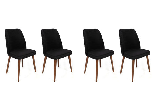 Set di 4 sedie da pranzo in velluto Tutku 351-V3 Nero
