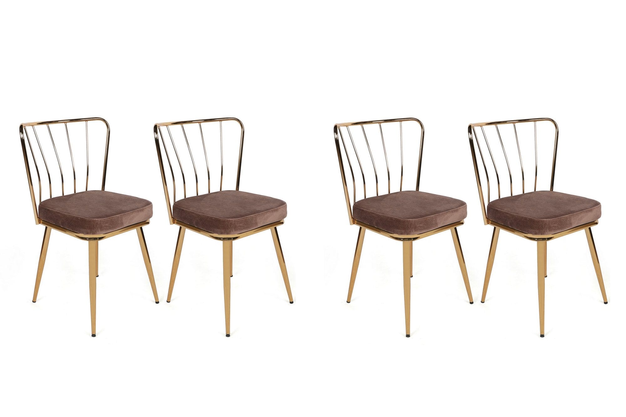 Set di 4 sedie da pranzo in velluto Yıldız-927 V4 Marrone
